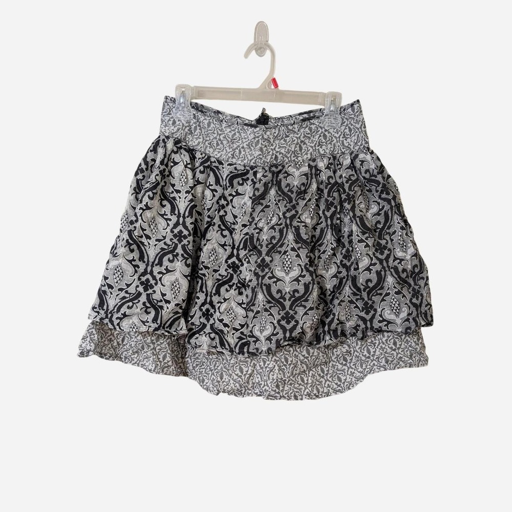 Vintage Style Y2K Black & White Damask Bubble Mini Skirt